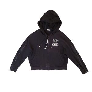 RXXK Women's Black‎ Fangs Hand of Destiny Crop Zip Up Hoodie Small